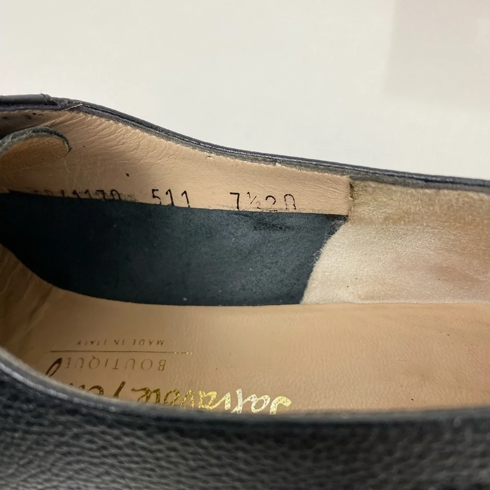 Salvatore Ferragamo Ferrara Women's 7 1/2 AA Black Leather Oxford Lace Up Shoes - Picture 10 of 14